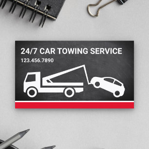 Black Chalkboard Car Towing Service Tow Truck Business Card