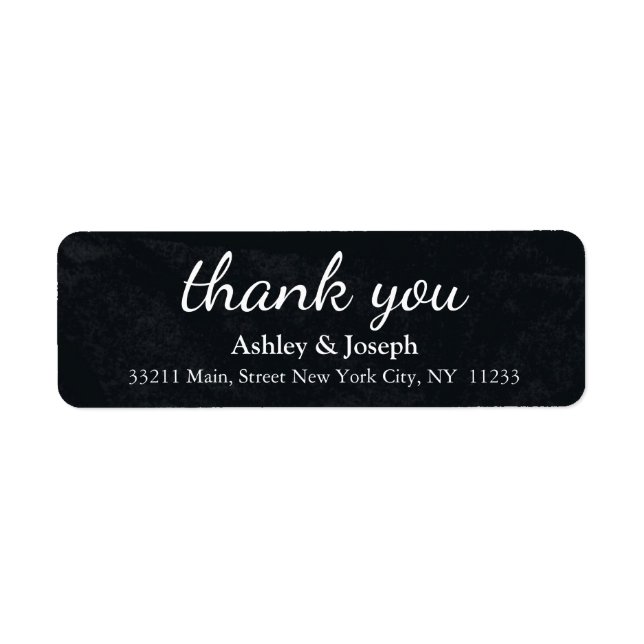 Black Chalkboard Custom Monogram Thank You Label (Front)