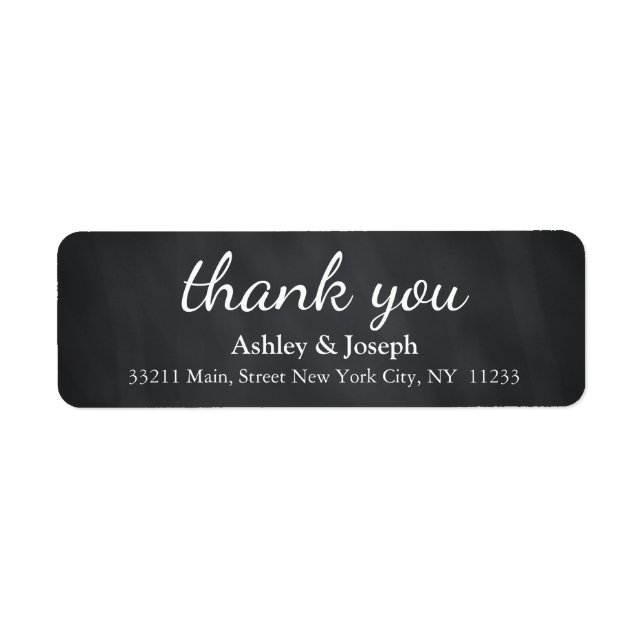 Black Chalkboard Custom Monogram Thank You Label (Front)