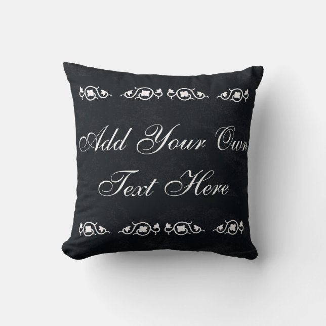 Black Chalkboard Custom Motivational Quote Throw Pillow (Front)