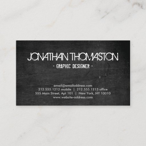 Customizable Black Chalkboard Designer Business Card