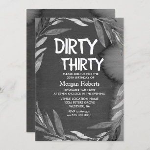 Black Chalkboard Dirty Thirty 30th Birthday Invite