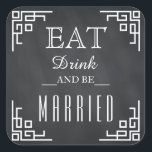 Black Chalkboard Eat, Drink & Be Married Wedding Square Sticker<br><div class="desc">This is simple Black Chalkboard Eat,  Drink & Be Married weddings Sticker. Click on the "Customize It" button to find additional personalization options.</div>