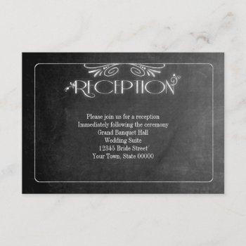 Black Chalkboard Elegant Reception Card by prettypicture at Zazzle