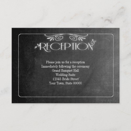 Black Chalkboard Elegant Reception Card