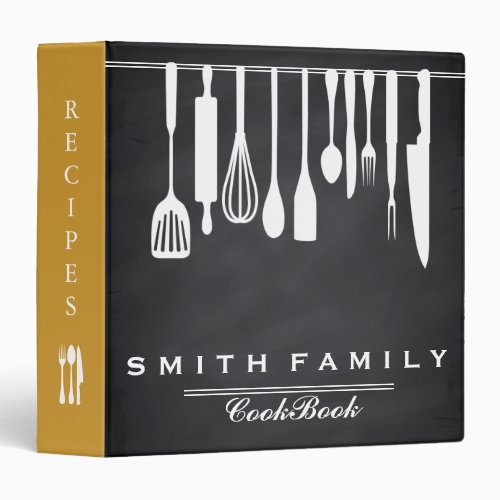 Black Chalkboard Family Recipe Cookbook 3 Ring Bin 3 Ring Binder