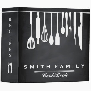 Black Chalkboard Family Recipe Cookbook 3 Ring Binder