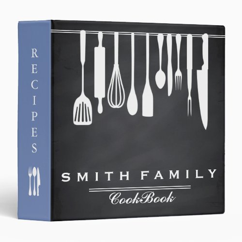 Black Chalkboard Family Recipe Cookbook 3 Ring Binder