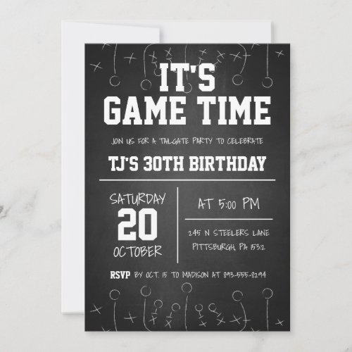 Black Chalkboard Football Sports Birthday