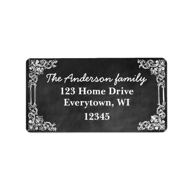 Black Chalkboard frame customize address label (Front)