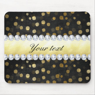 Black Chalkboard Gold Confetti Diamonds Mouse Pad