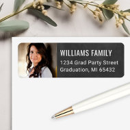 Black Chalkboard Graduate Photo Return Address Label