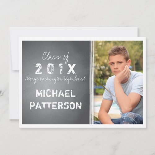 Black Chalkboard Graphic Guy Graduation Party Personalized Invite