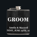 Black Chalkboard Groomsman Flask<br><div class="desc">This is Black Chalkboard Groomsman Modern Flask.  This flask feature is a Black Chalkboard background. It is Fully customizable. It is a unique gift that's perfect for weddings,  birthdays,  and special events.</div>