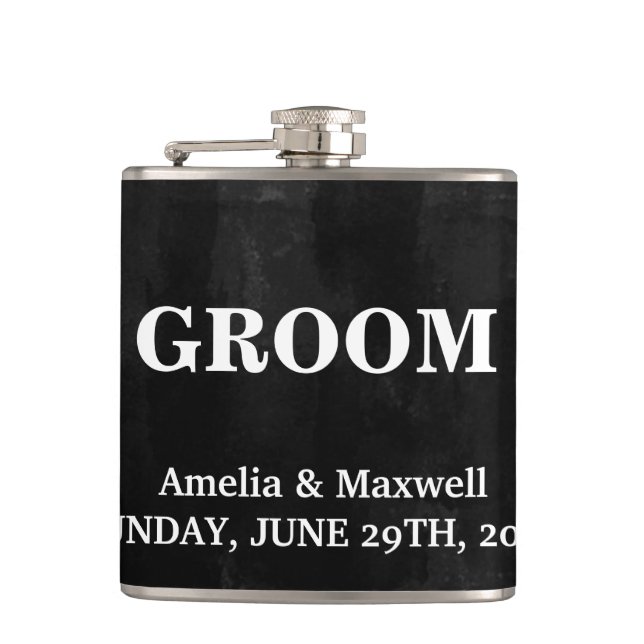 Black Chalkboard Groomsman Flask (Front)