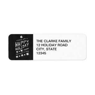 BLACK CHALKBOARD HAPPY HOLIDAY ADDRESS LABEL