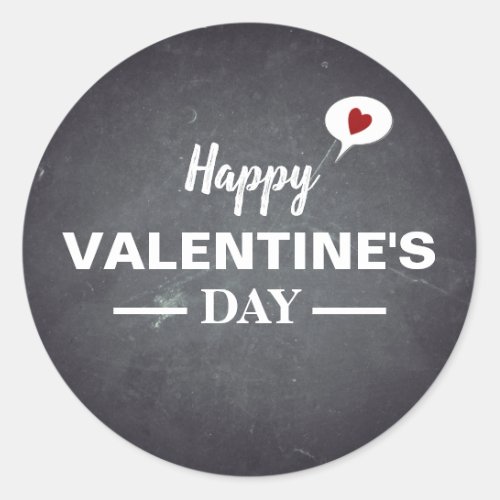 Black Chalkboard Happy Valentines Day Classic Round Sticker
