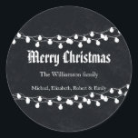 Black Chalkboard Holiday Christmas Lights Classic Round Sticker<br><div class="desc">This is Black Chalkboard Holiday Christmas Lights sticker for Christmas. Great for your holiday gifts.</div>