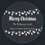 Black Chalkboard Holiday Christmas Lights Classic Round Sticker<br><div class="desc">This is Black Chalkboard Holiday Christmas Lights sticker for Christmas. Great for your holiday gifts.</div>