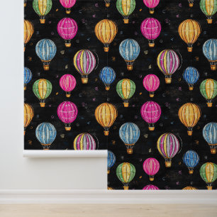 Black Chalkboard Hot Air Balloon Kindergarten Wall