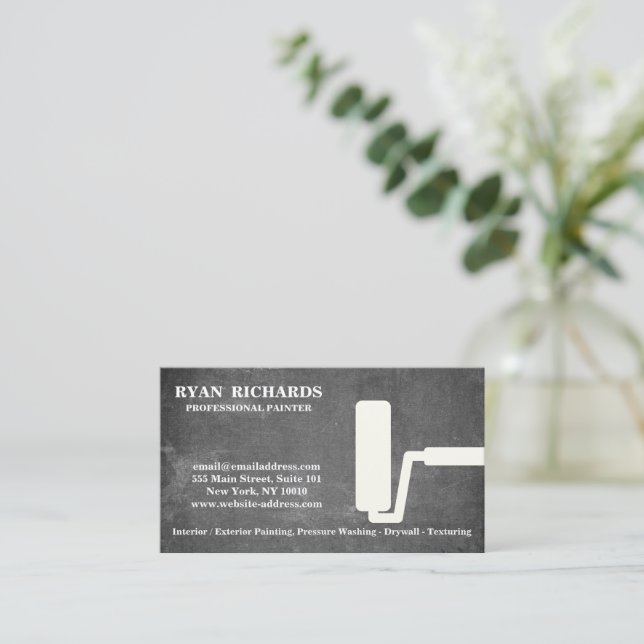 Black Chalkboard House Painting Business Card (Standing Front)