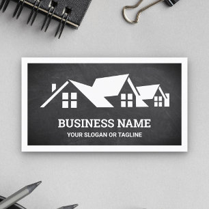 Black Chalkboard House Roofing Construction Roofer Business Card