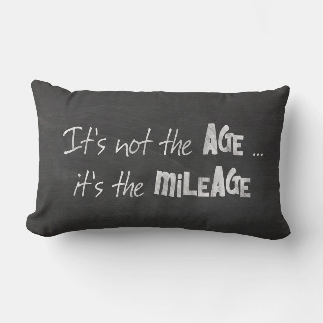 Black chalkboard humor about age lumbar pillow (Front)