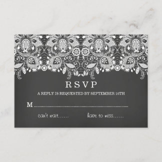 Black Chalkboard & Lace RSVP Card