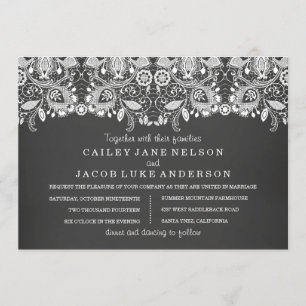 Black Chalkboard & Lace Wedding Invitation
