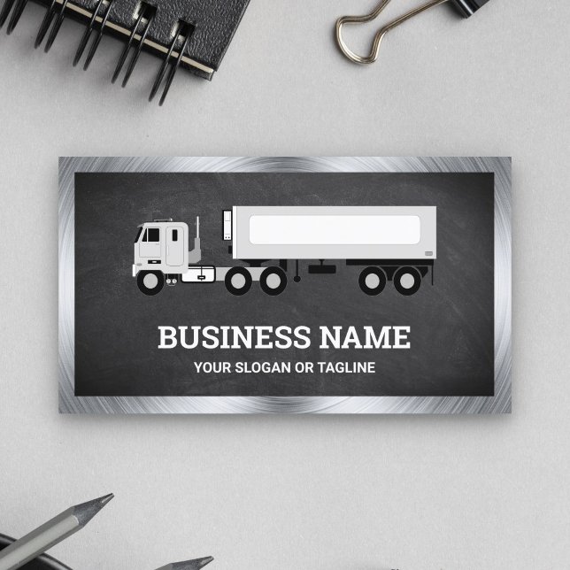 Black Chalkboard Logistics Transport Truck Trailer Business Card (Creator Uploaded)