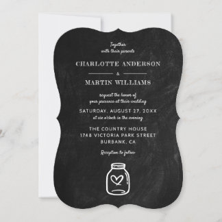 Black Chalkboard Mason Jar Wedding Invitation