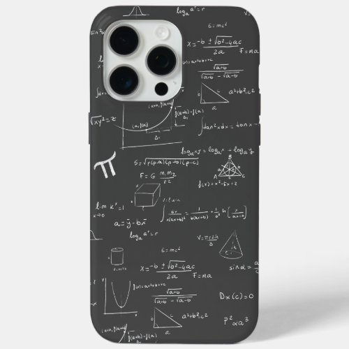 Black Chalkboard Math Equations Formulas Graphics iPhone 15 Pro Max Case