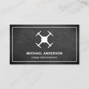 Black Chalkboard Modern Drone Photography Business Card