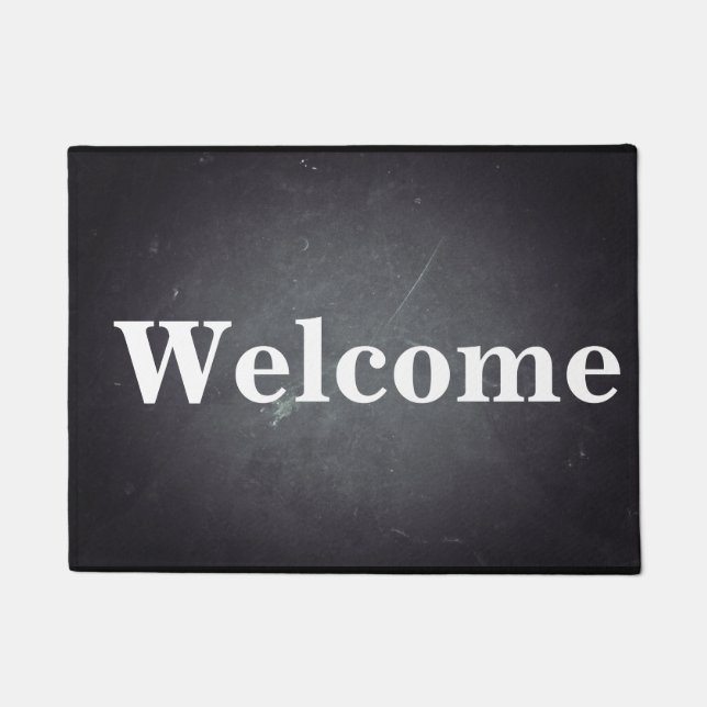 Black Chalkboard Modern Welcome Personalized Doormat (Front)
