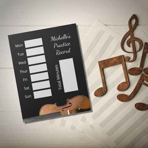 Black Chalkboard Musical Violin Practice Record Notepad