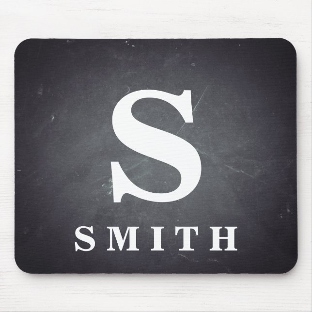 Black Chalkboard Personalized Monogram Mouse Pad (Front)