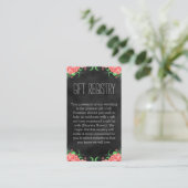 Black Chalkboard Pink Floral Gift Registry Enclosure Card (Standing Front)