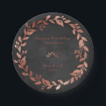Black Chalkboard Pink Rose Gold Gray Christmas Paper Plates<br><div class="desc">Personalized delicate black chalkboard texture decorated
with the pink rose golden floral ornament. 

For many occasions like wedding,  anniversary,   holidays,  birthdays etc</div>