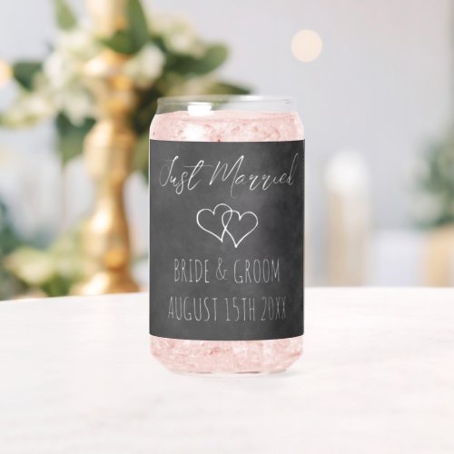 Black chalkboard print can glass for wedding party