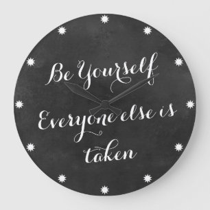 Black Chalkboard Quotes Be Yourself Large Clock
