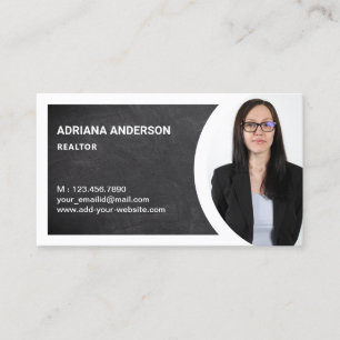 Black Chalkboard Real Estate Photo Realtor Business Card
