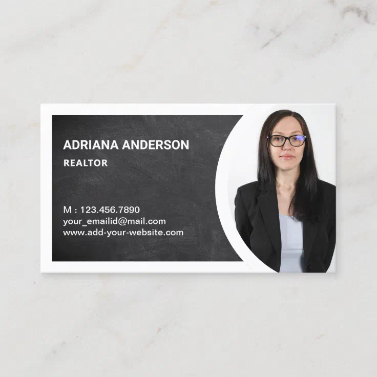Black Chalkboard Real Estate Photo Realtor Business Card Zazzle