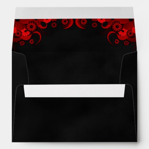 Black Chalkboard Red Floral Goth Wedding Envelopes