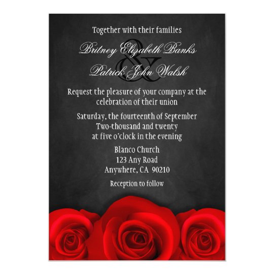 black chalkboard red rose wedding invitations zazzle com chalkboard birthday template