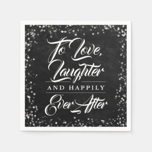 Black Chalkboard Rustic Happily Ever After Wedding Napkins