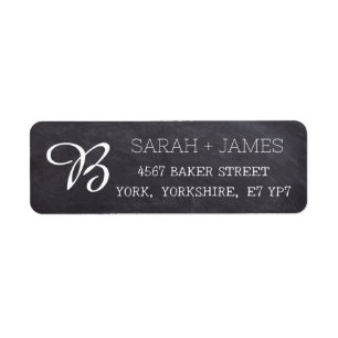 Black Chalkboard Rustic Monogram custom Label