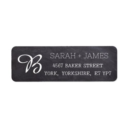 Black Chalkboard Rustic Monogram custom  Label