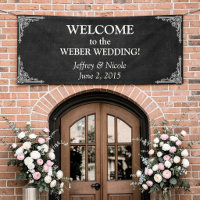 Black Chalkboard Rustic White Flourishes Wedding