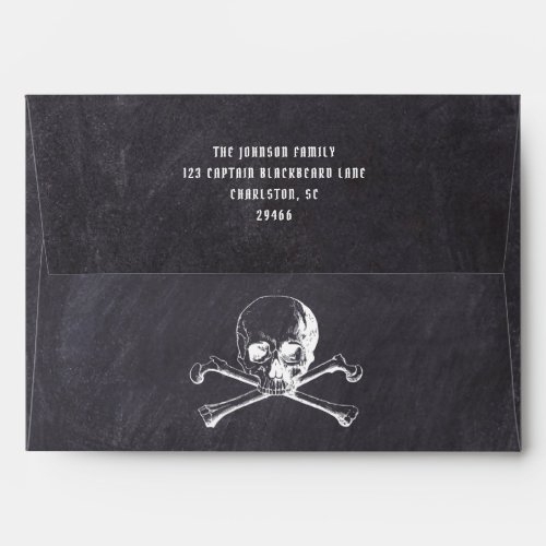 Black Chalkboard Skull Halloween Envelope