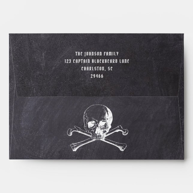 Black Chalkboard Skull Halloween Envelope (Back (Top Flap))